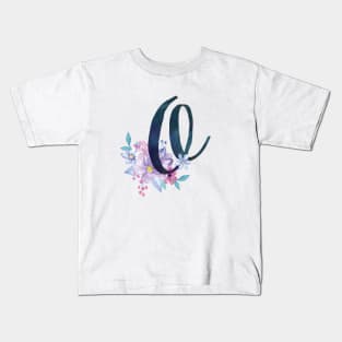 Floral Monogram O Pretty Lilac Bouquet Kids T-Shirt